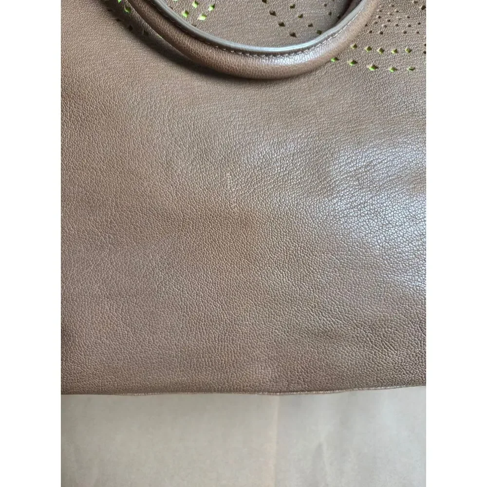 Etro Satchel Shoulder Bag Paisley Perforated Soft Leather Tan Brown Adjustable